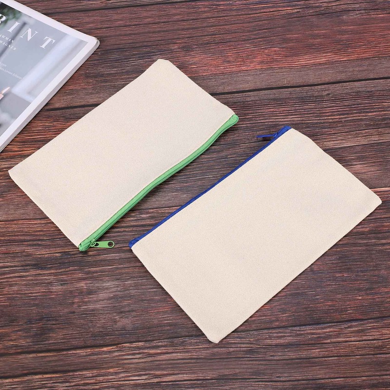 Set 40 Túi Canvas Đựng Bút Chì / Mỹ Phẩm DIY Có Khóa Kéo Nhiều Màu Sắc