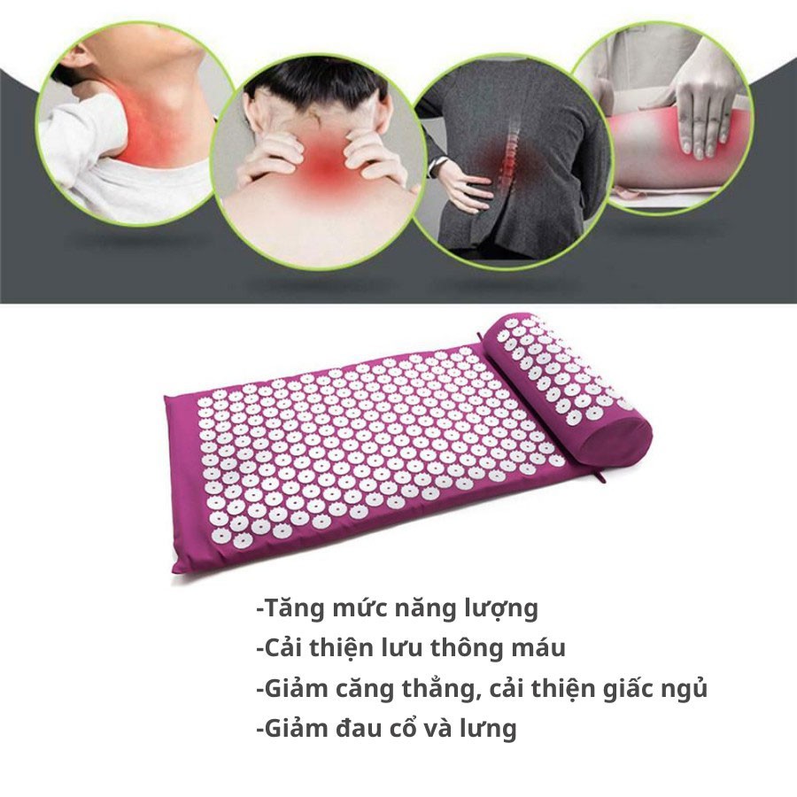 Thảm bấm huyệt Promat, thảm gai kết hợp châm cứu, massage yoga cao cấp TOPBODY - size lớn 68x42 cm - có túi-THAMS01