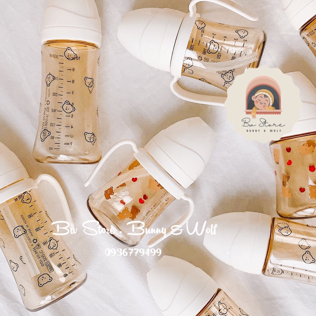Bình Sữa Gấu 𝙂-𝙧-𝓸-𝙨-𝙢𝙞-𝙢𝙞 𝙭 𝓓-𝓸-𝓽-𝓽-𝓸-𝓭-𝓸-𝓽 nội địa Hàn size 200ml/300ml