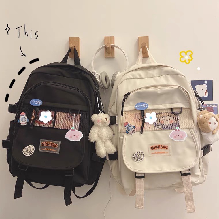 🦄 Balo đi học basic cute siu xinh 🦋🥰 Mrmi bag ver2 🐰 HÀNG CÓ SẴN | 2 màu đen trắng
