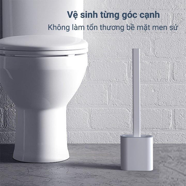 Cọ Vệ Sinh Bồn Cầu Dán Tường, Cọ Toilet Silicon Kèm Hộp Đựng Tiện Dụng, Chổi Vệ Sinh Nhà Tăm Siêu Sạch