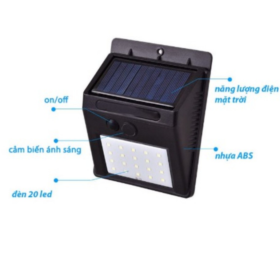 Đèn led cảm biến hồng ngoại năng lượng mặt trời Solar sensor Wall light siêu sáng tự động 3 chế độ sáng