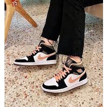 [Full Box] Giày thể thao nam nữ Sneaker Air Jordan 1 Cổ Cao, Cổ Thấp Hồng Đen Chuẩn Full Size Hot Trend 2021
