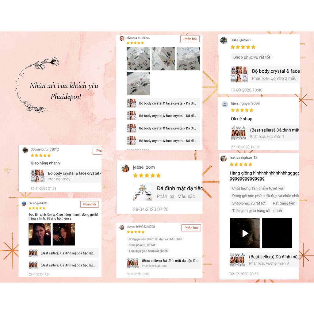 SET 2 Đá đính mặt dạ tiệc lấp lánh Rave &amp; Music Fest | Trang điểm | Make up - Face crystal makeup có sẵn