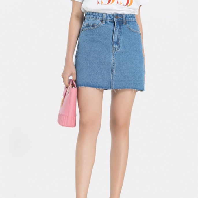 Chân váy jean nữ thời trang HNOSS form ngắn demin HNVLU018