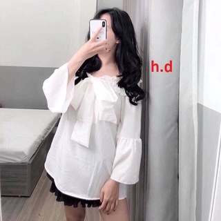 Áo trễ vai nơ măc đc 2 kiểu HDA0821