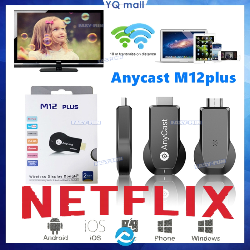 HDMI không dây AnyCast M12 Plus - TỐC ĐỘ CỰC NHANH tương thích với Android / iOS / iPhone / iPad
