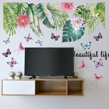 DECAL TRANH DÁN TƯỜNG BỘ LÁ MUÔN MÀU BEAUTIFUL LIFE TRANG TRÍ DECOR PHÒNG NGỦ- TRANH TRÍ PHÒNG KHÁCH