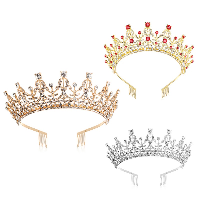 Vương Miện Cài Tóc Đính Đá Pha Lê Nhân Tạo Sang Trọng