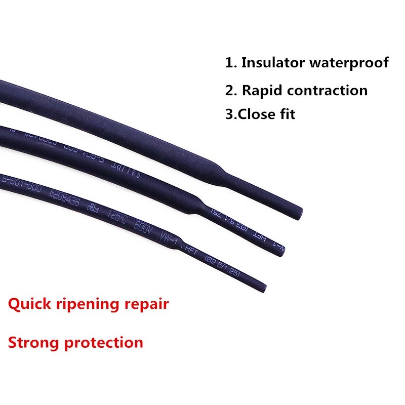 Ống Co Nhiệt Màu Đen 1mm 1.5mm 2mm 2.5mm 3mm 3.5mm 4mm 5mm 6mm Dài 1M Chất Lượng Cao