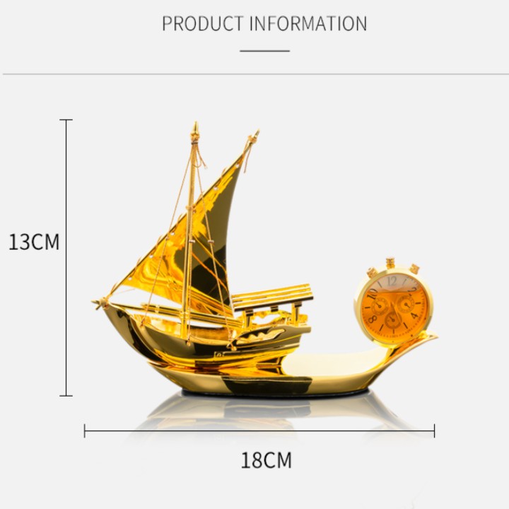 Thuyền buồm thuận buồm xuôi gió tích hợp đồng hồ, nước hoa trang trí Taplo ô tô HC885 - Hàng Cao Cấp