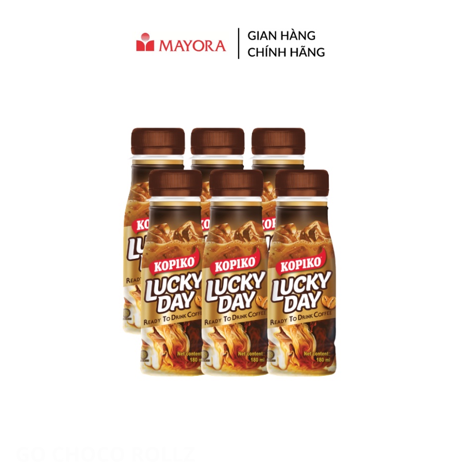 Lốc 6 Chai Cà Phê Sữa Kopiko Lucky Day 180ML/CHAI