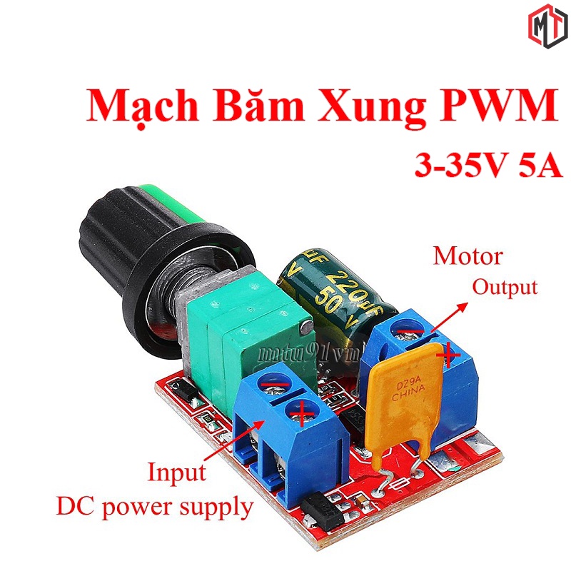 Mạch điều tốc động cơ DC PWM 5A 3 - 35V dùng điều khiển tốc độ motor chỉnh độ sáng đèn Led ( Led Dimmer ver2)