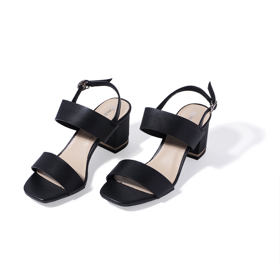 Giày sandal nữ 2 quai gót áp kim 7cm PABNO PN473