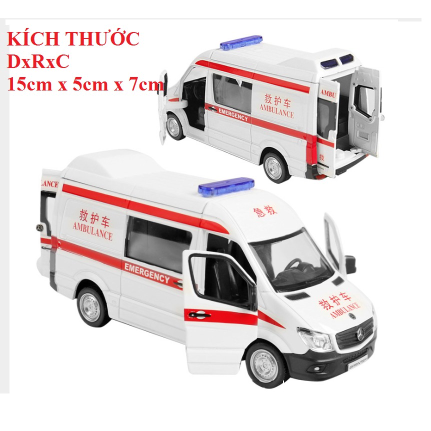 Xe cứu thương RMZ Đồ chơi trẻ em xe bằng sắt mở được cửa chạy bằng cót 1:36