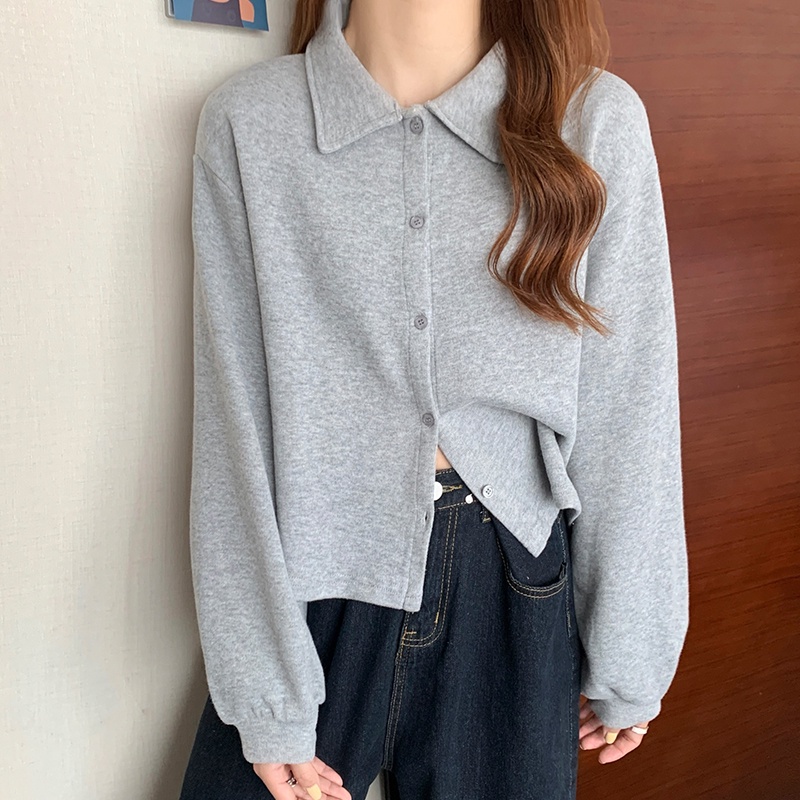 SUXI Áo sơ mi tay dài dáng rộng phong cách Hàn Quốc dành cho nữ