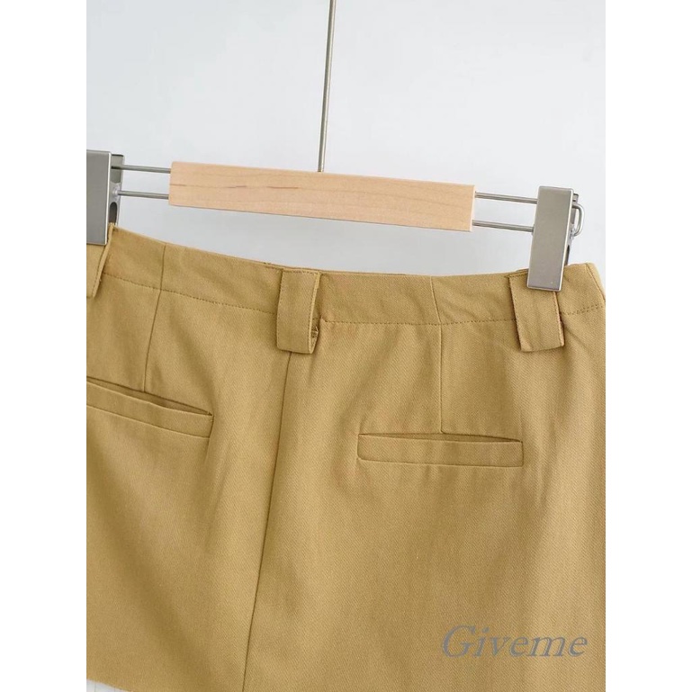 Chân Váy Kaki Chữ A Lưng Thấp Quyến Rũ Cho Nữ