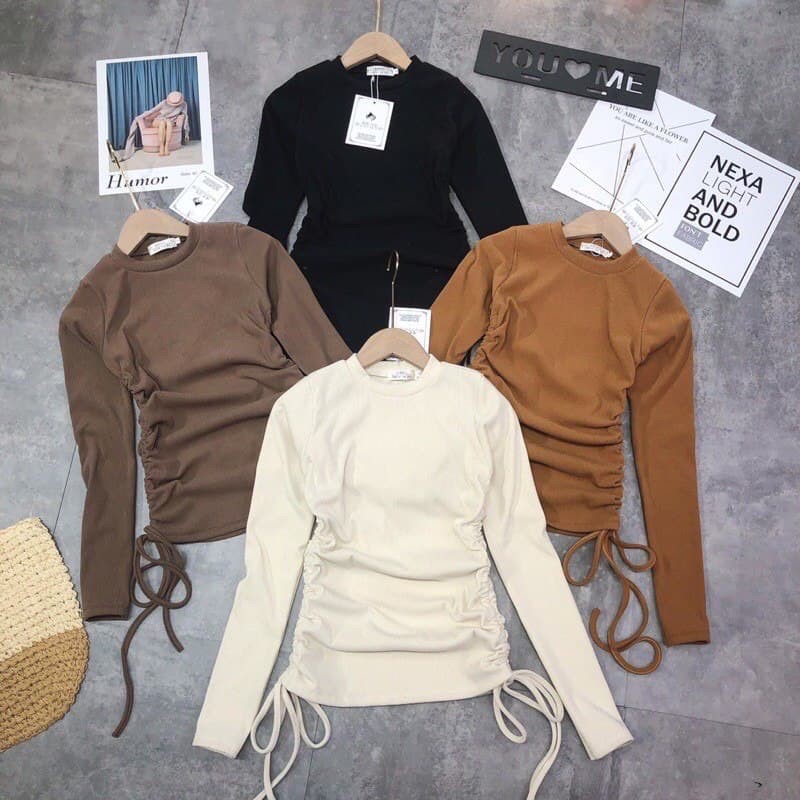 áo len nữ rút dây sườn chất len tăm siêu đẹp co giãn - áo len tăm giữ nhiệt thu đông nữ | BigBuy360 - bigbuy360.vn