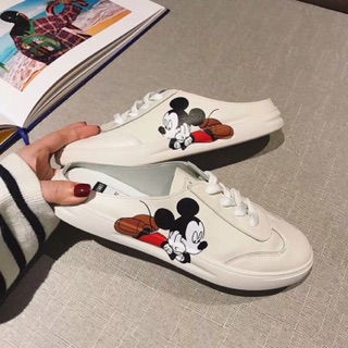 Giày thể thao dẫm gót sục da mickey fullbox