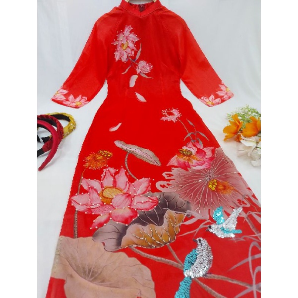 🥰 Siêu phẩm áo dài tơ óng 4 tà đỏ kết cao cấp đẹp nhẹ nhàng hàng may kĩ chuẩn cao cấp
