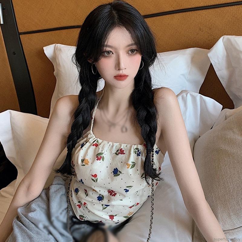 Áo Tank Top Hoạ Tiết Hoa Phong Cách Hàn Quốc