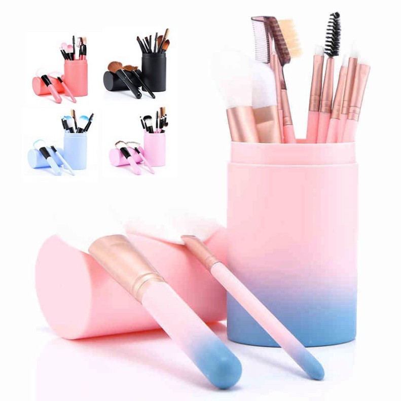 Sale 69% Set 12 cọ trang điểm tán nền phủ phấn đánh mắt khói vẽ môi, pink&blue Giá gốc 84000đ- 128B4-3