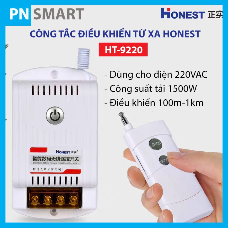 Công tắc điều khiển từ xa công suất lớn Honest HT-9220 dùng bật tắt máy bơm nước, điều khiển máy bơm nước từ xa