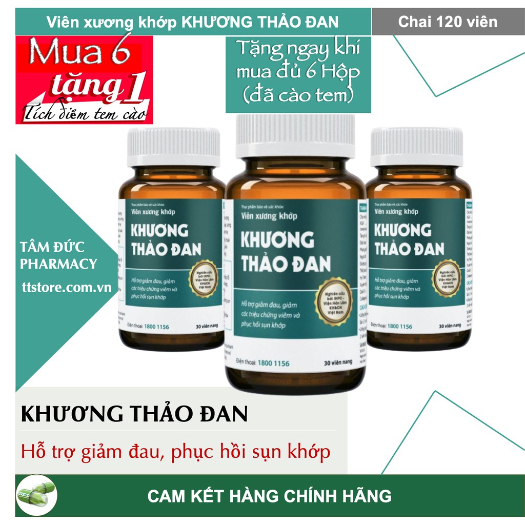 [Combo 7 Hộp] KHƯƠNG THẢO ĐAN [Hộp 30 viên] - Hỗ trợ giảm đau, phục hồi sụn khớp [Đã cào tem/không tem]