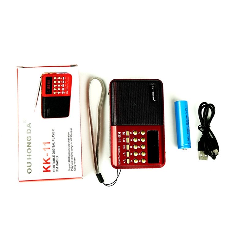 K11 FM Rechargeable Mini Portable Radio Handheld Digital FM USB TF MP3 Player Speaker