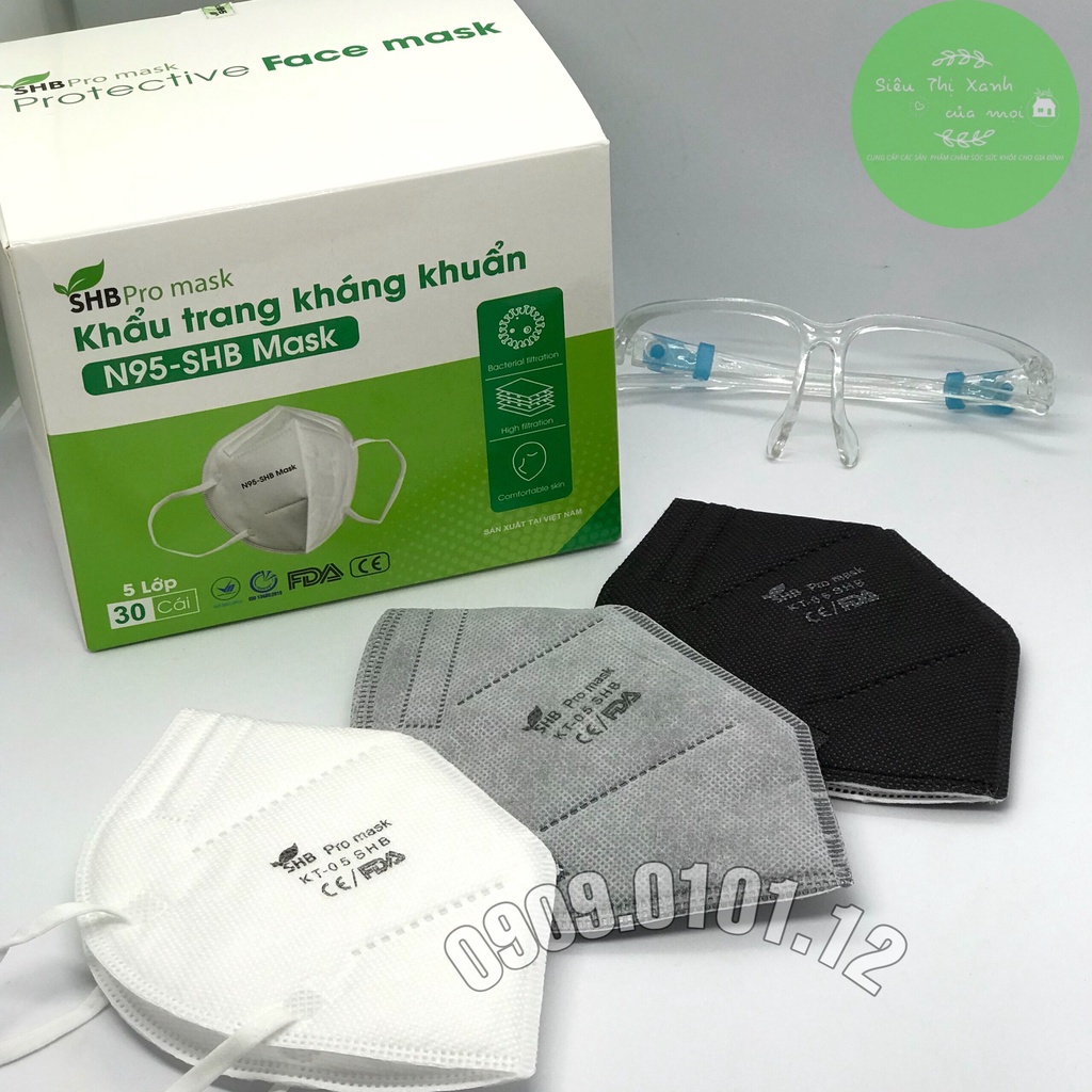 KHẨU TRANG KHÁNG KHUẨN N95 (SHB Pro Mask - FFP2 - 5 Lớp - Hàng Xuất Khẩu, Phân Phối Bệnh Viện) [Chính Hãng - Độc Quyền] | BigBuy360 - bigbuy360.vn