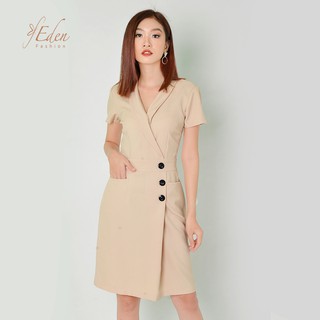 Đầm công sở thời trang Eden cổ vest tay ngắn - D323