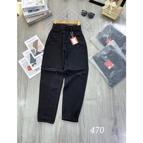 quần baggy đen rách gối