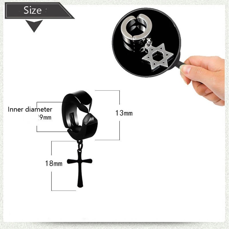 Khuyên Kẹp Vành Tai Thép Titan Hình Thánh Giá Không Gây Dị Ứng Phong Cách Rock Thời Trang Cho Nam