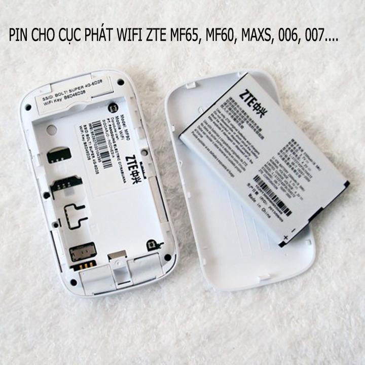 PIN CHO PHÁT WIFI ZTE MF60, MF61, MF62, MF63, MF65 DUNG LƯỢNG 1500MAH