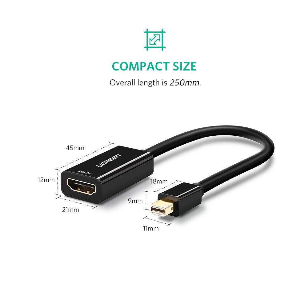 Cáp chuyển đổi Mini Displayport to HDMI hỗ trợ 4Kx2K chính hãng Ugreen 40360 cao cấp
