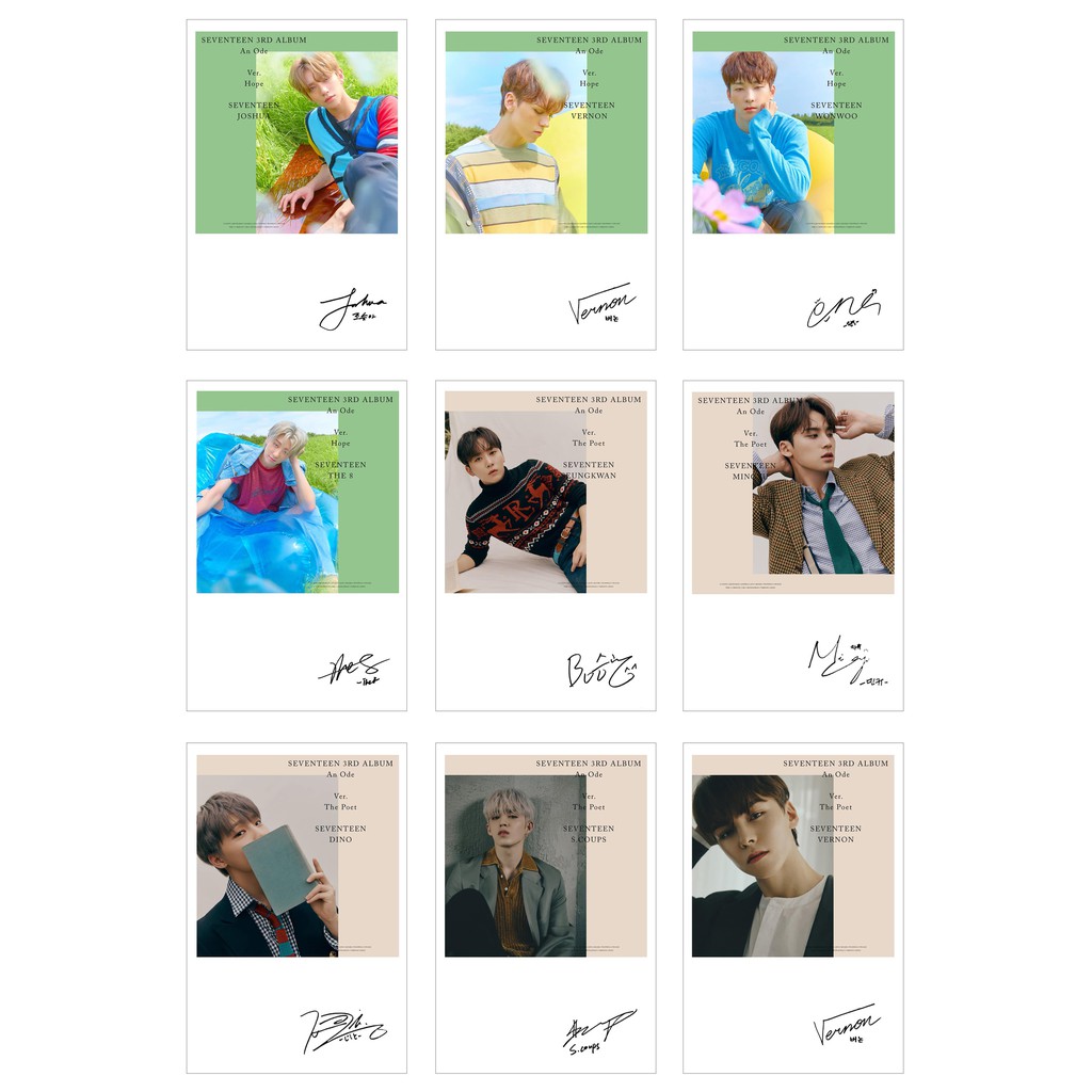 Lomo Card Ảnh SEVENTEEN - AN ODE FULL 4 VER ( 54 ảnh có chữ ký)