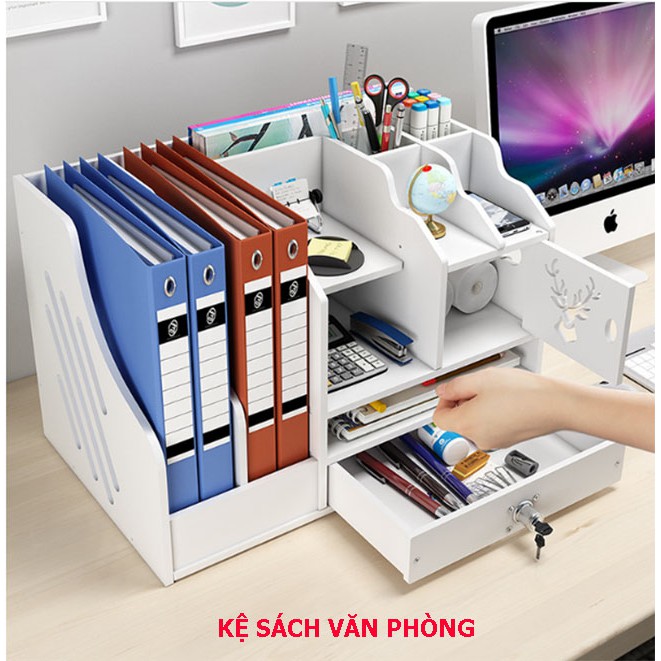 Giá Để Sách Văn Phòng Bàn Làm Việc PB02- Trắng