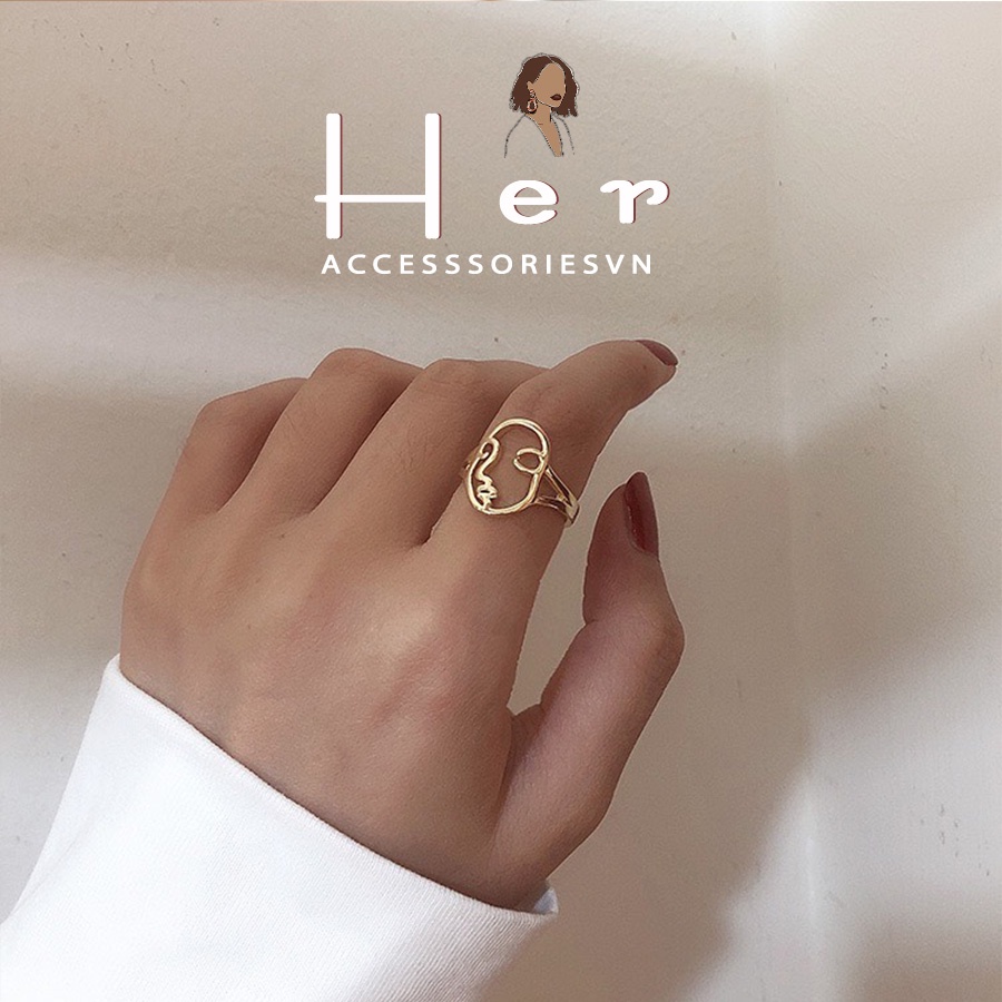 Nhẫn nữ &quot; The Face&quot; cổ điển, mạ bạc 925 sáng đẹp HER.ACC N9
