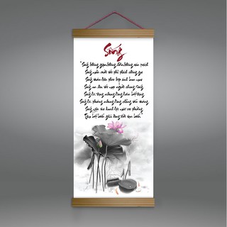 Tranh canvas thả nẹp gỗ “Sống” T4032