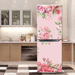 Decal trang trí tủ lạnh mẫu hoa hồng vẽ tay chống thấm cao cấp