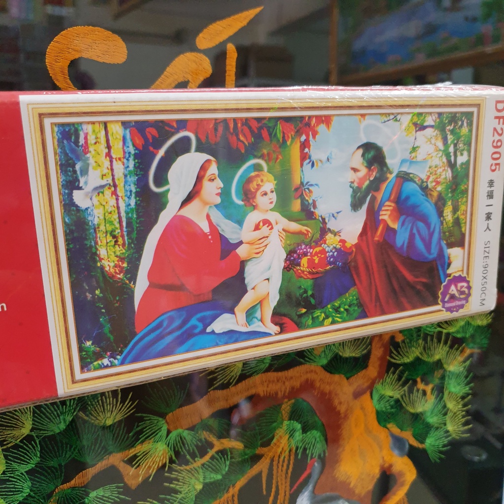 Tranh Đính Đá GIA ĐÌNH THÁNH GIA (ĐÁ AB CAO CẤP). Kích Thước: 90cm x 50cm