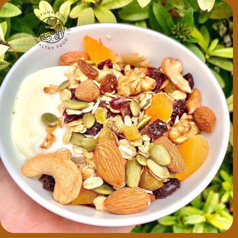 Ngũ Cốc Granola Giảm Cân Ăn Kiêng, Hạt Dinh Dưỡng mix 7 Loại, Siêu Hạt, Ngon, Bà Bầu, Ăn Chay, Bếp Nhà Bống, 250gr