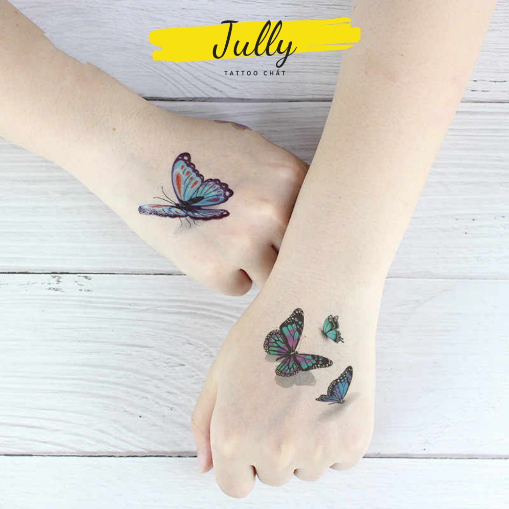 Hình xăm dán xăm tạm tời bướm 3D cho nữ JULLY Tattoo chất, tặng kèm 1 miếng tẩy xăm cho đơn từ 20k
