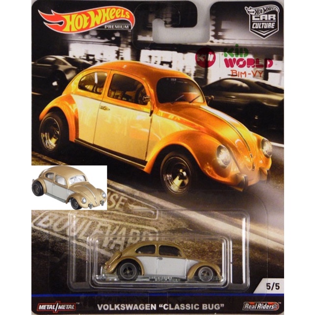 Xe mô hình Hot Wheels Premium Car Culture Cruise Boulevard Series 2019 Volkswagen &quot;Classic Bug&quot; FYN80, bánh cao su.