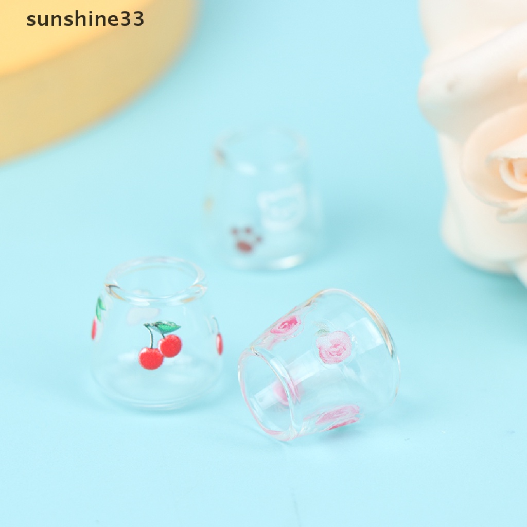 Set 4 cốc thủy tinh trang trí nhà búp bê tỉ lệ 1:12