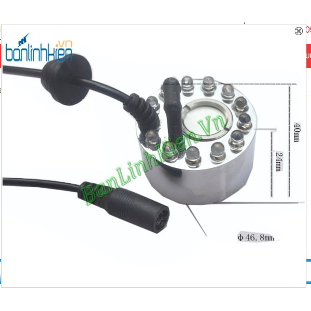 Động cơ tạo hơi nước, phun sương tạo ẩm 24V không led, 1 led, 12 led làm mát tạo ẩm văn phòng, khử khuẩn