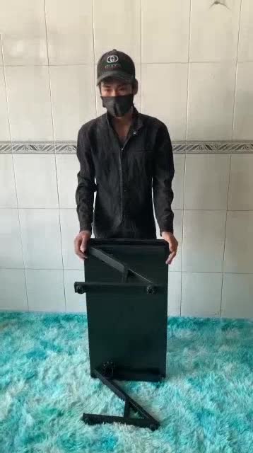 Bàn làm việc, bàn học chân sắt chữ Z gấp bệt (R40*D80xC35cm) {GIÁ TẠI XƯỞNG}  mặt MDF đen siêu sang | BigBuy360 - bigbuy360.vn