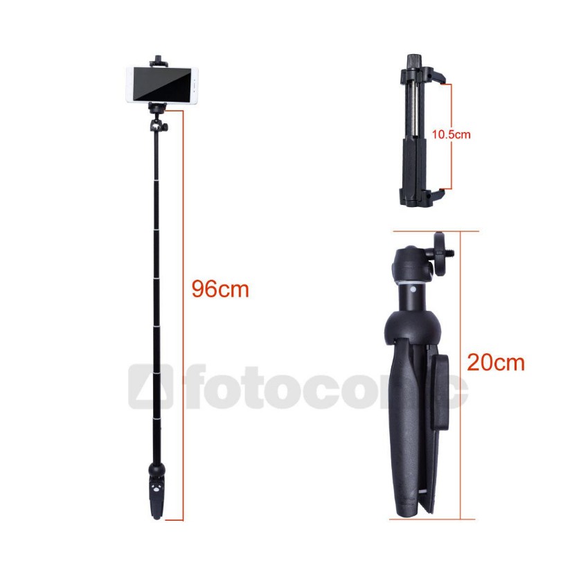 Gậy chụp ảnh 3 chân Tripod Yunteng YT-9928, kèm tay điểu khiển Remote Bluetooth 3.0