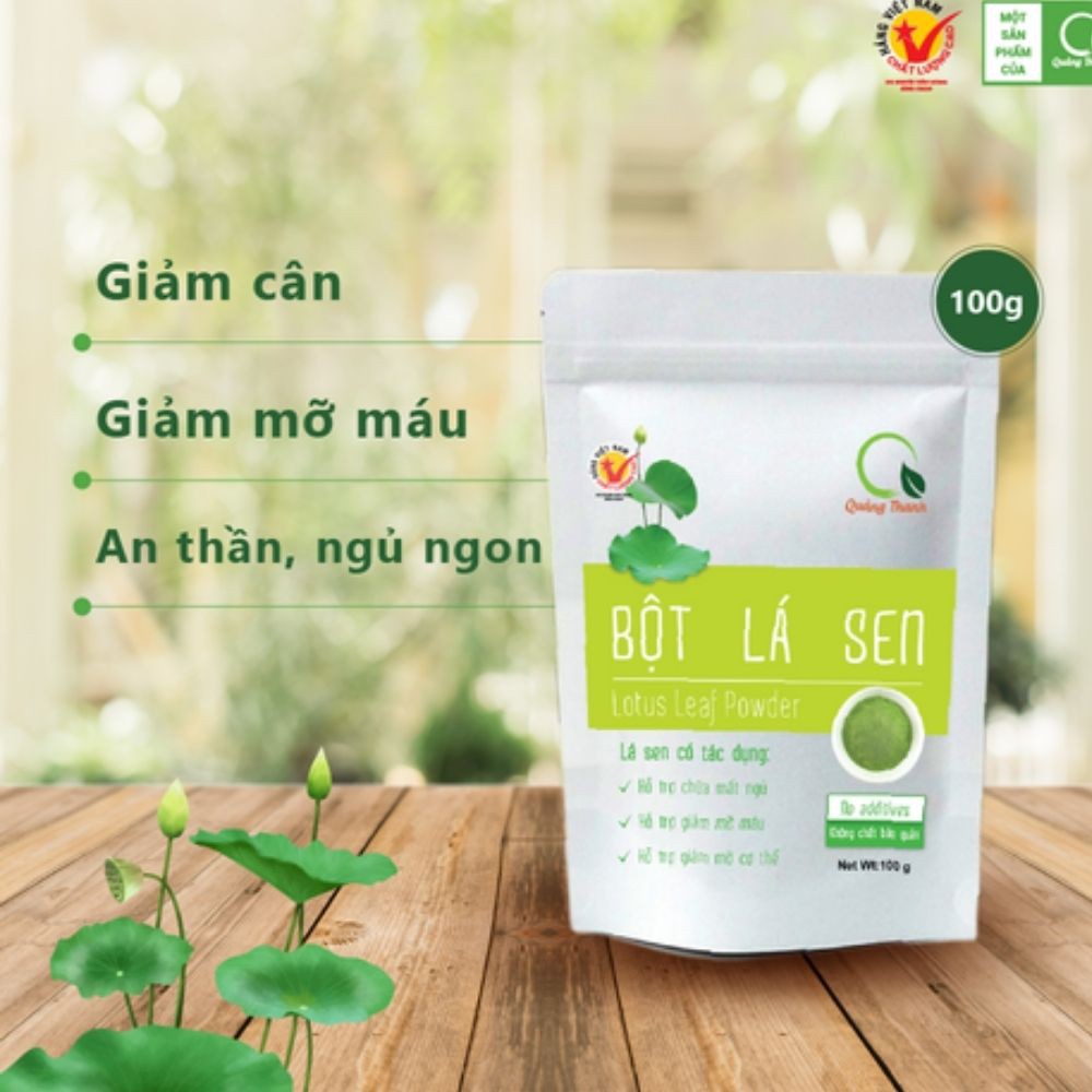 Bột Lá Sen Quảng Thanh gói 100g - 100% lá sen tươi, sấy lạnh tiệt trùng và nghiền siêu mịn