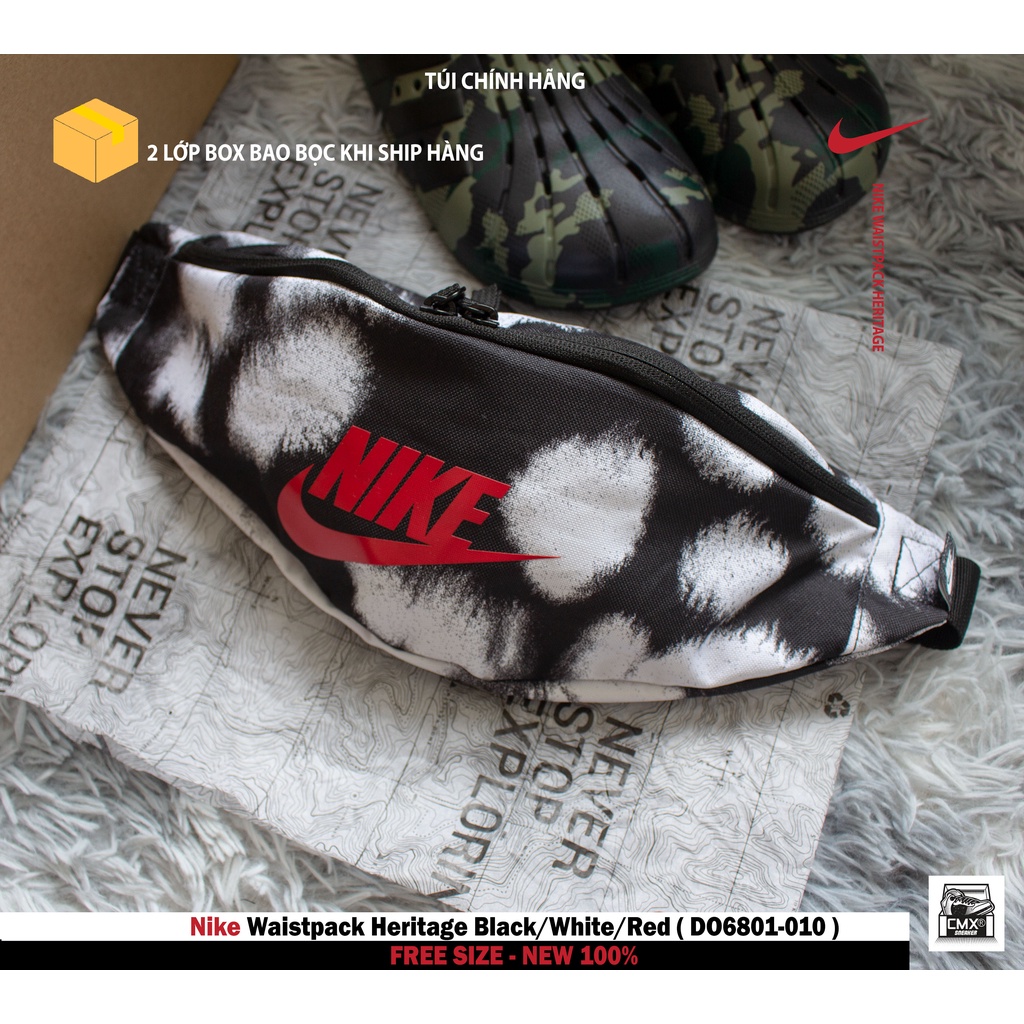 [ HÀNG CHÍNH HÃNG ] Túi Bao Tử Nike Waistpack Heritage Black/White/Red ( DO6801-010 ) - HÀNG CHÍNH HÃNG 100%